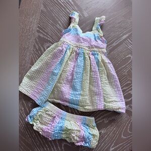 Pastel Striped Kids Casual Dress Set